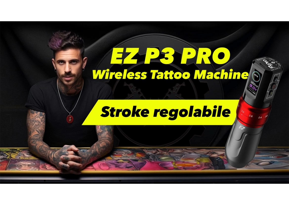 P3 Pro Wireless Tattoo Machine (Stroke Regolabile)